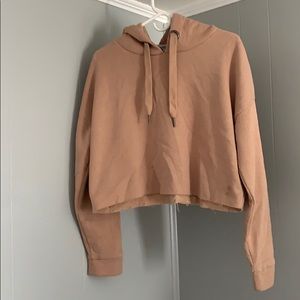 Tan pink crop hoodie 🤍